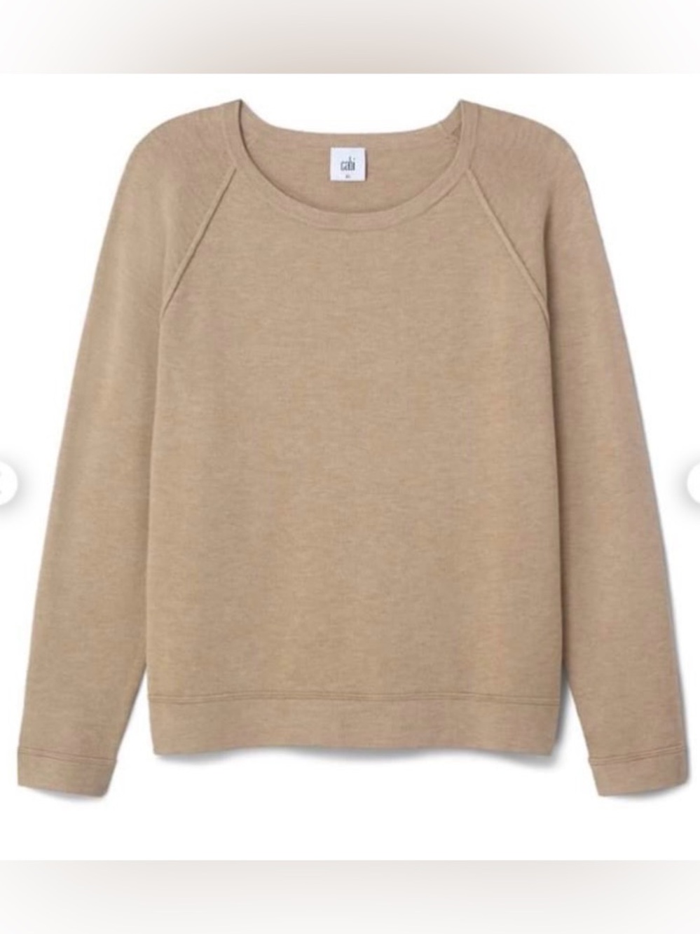 CAbi Ballpark Pullover Cozy Crewneck Sweater in Coffee Ragland Sleeve Medium